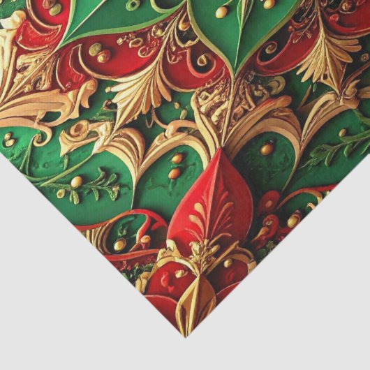 Red Green Decorative Holiday Tissue Paper Tissuepapier (Detail)