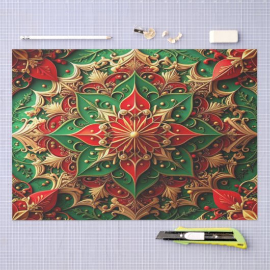 Red Green Decorative Holiday Tissue Paper Tissuepapier (Craft)