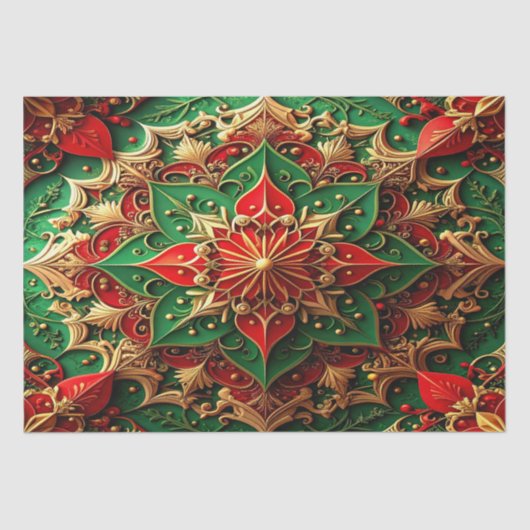 Red Green Decorative Holiday Tissue Paper Tissuepapier (Voorkant)