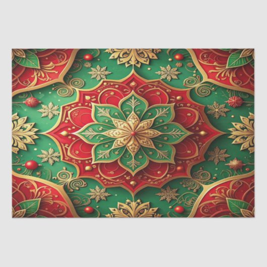 Red Green Decorative Holiday Tissue Paper Tissuepapier (Voorkant)