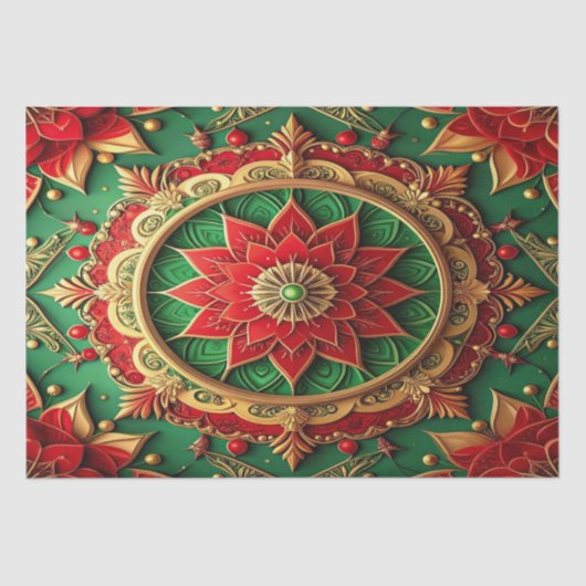 Red Green Decorative Holiday Tissue Paper Tissuepapier (Voorkant)