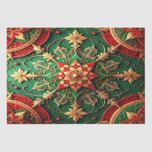 Red Green Decorative Holiday Tissue Paper Tissuepapier (Voorkant)