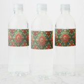 Red Green Decorative Holiday Waterfles Etiket (Flessen)