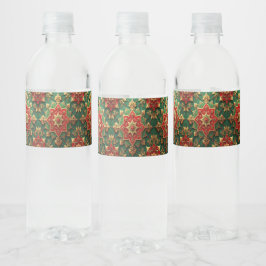 Red Green Decorative Holiday Waterfles Etiket
