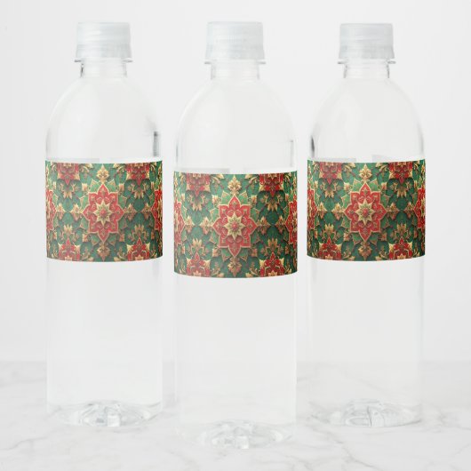 Red Green Decorative Holiday Waterfles Etiket (Flessen)