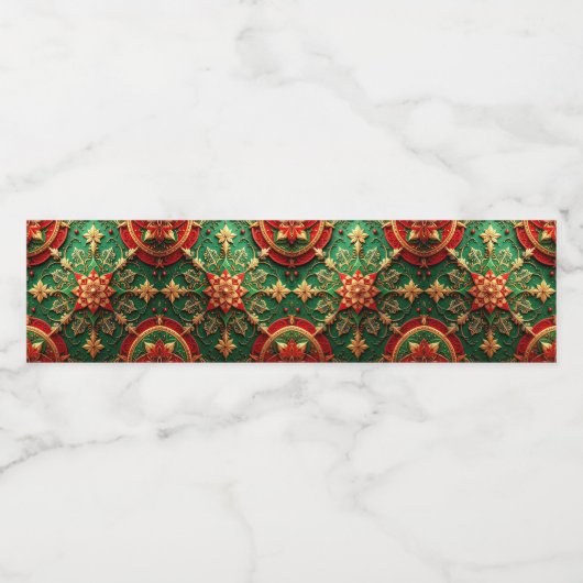 Red Green Decorative Holiday Waterfles Etiket (Enkel label)