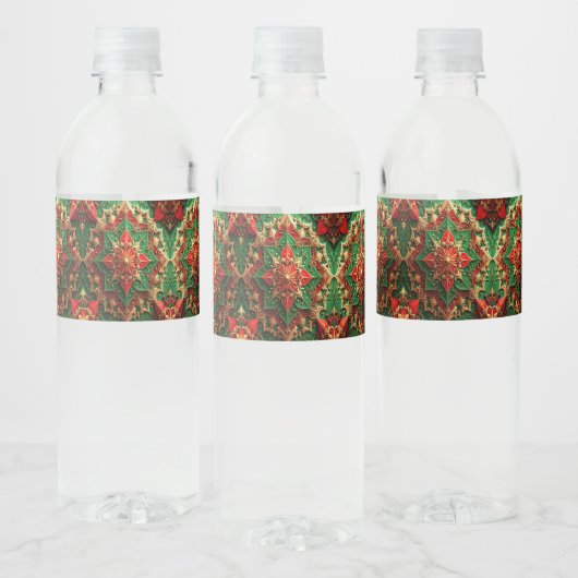 Red Green Decorative Holiday Waterfles Etiket (Flessen)