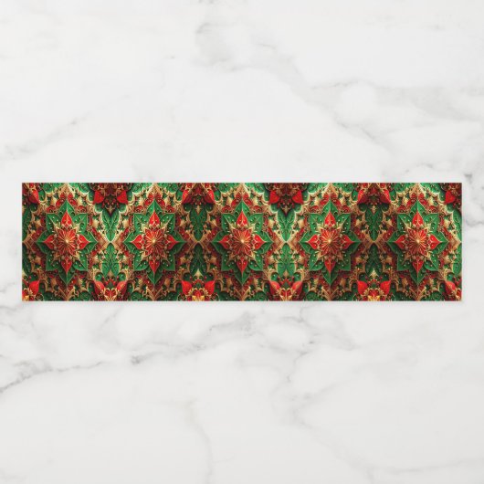 Red Green Decorative Holiday Waterfles Etiket (Enkel label)