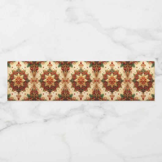 Red Green Decorative Holiday Waterfles Etiket (Enkel label)