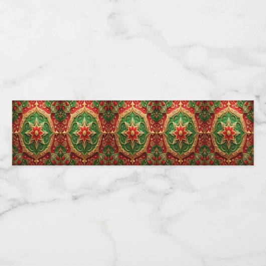 Red Green Decorative Holiday Waterfles Etiket (Enkel label)