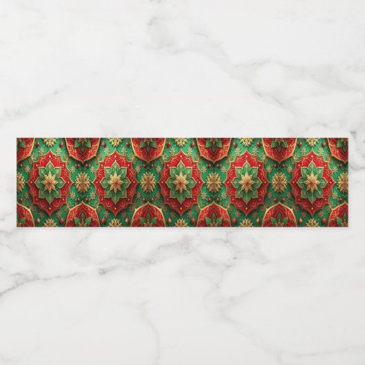 Red Green Decorative Holiday Waterfles Etiket (Enkel label)