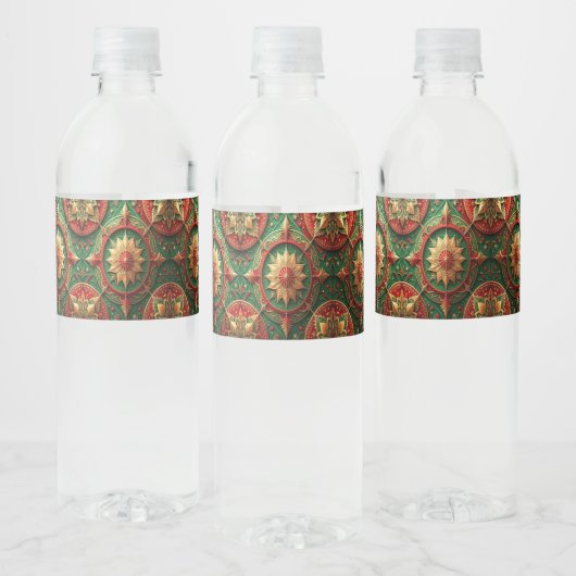 Red Green Decorative Holiday Waterfles Etiket (Flessen)