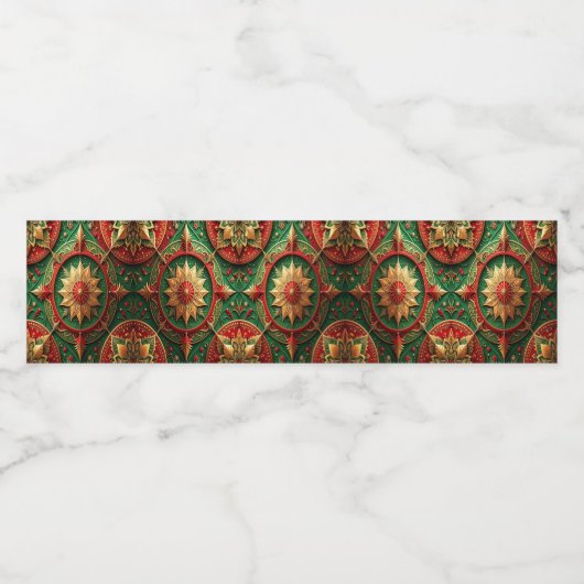 Red Green Decorative Holiday Waterfles Etiket (Enkel label)