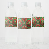 Red Green Decorative Holiday Waterfles Etiket (Flessen)