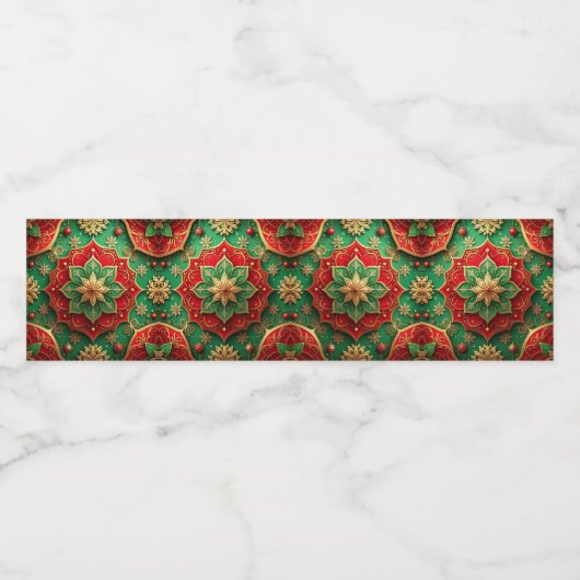Red Green Decorative Holiday Waterfles Etiket (Enkel label)