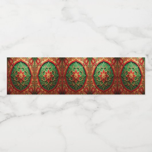 Red Green Decorative Holiday Waterfles Etiket (Enkel label)