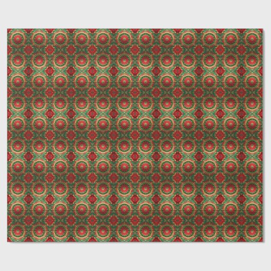 Red Green Decorative Holiday Wrapping Paper Cadeaupapier (Vlak)