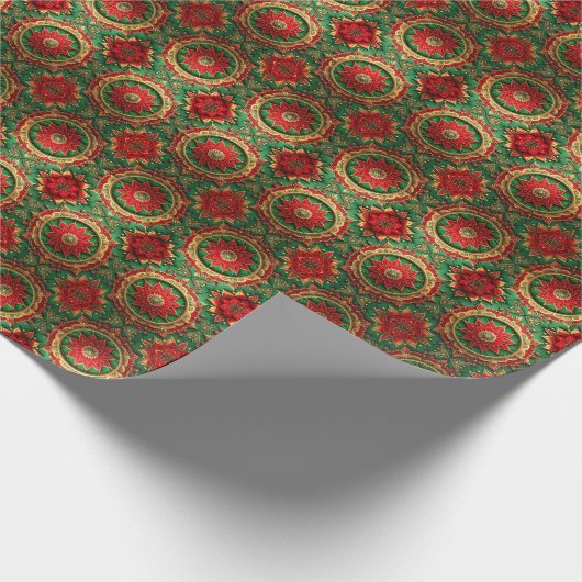 Red Green Decorative Holiday Wrapping Paper Cadeaupapier (Hoek)
