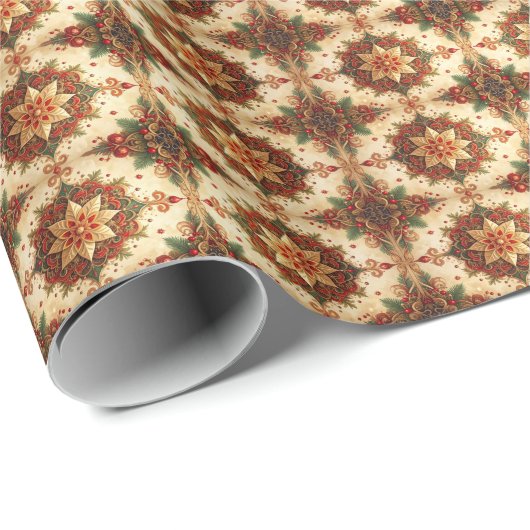 Red Green Decorative Holiday Wrapping Paper Cadeaupapier (Rol Hoek)