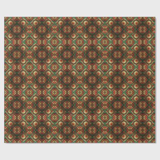 Red Green Decorative Holiday Wrapping Paper Cadeaupapier (Vlak)