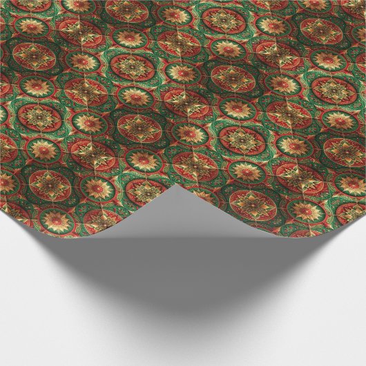 Red Green Decorative Holiday Wrapping Paper Cadeaupapier (Hoek)