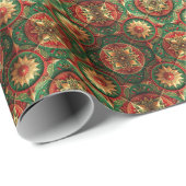 Red Green Decorative Holiday Wrapping Paper Cadeaupapier (Rol Hoek)