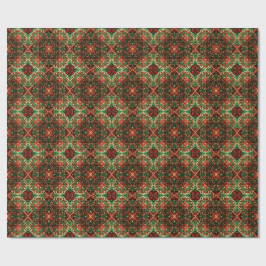 Red Green Decorative Holiday Wrapping Paper Cadeaupapier (Vlak)
