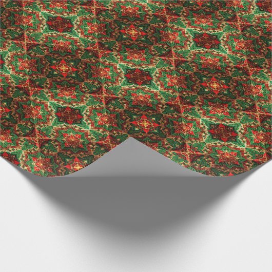 Red Green Decorative Holiday Wrapping Paper Cadeaupapier (Hoek)
