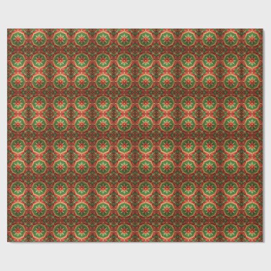 Red Green Decorative Holiday Wrapping Paper Cadeaupapier (Vlak)