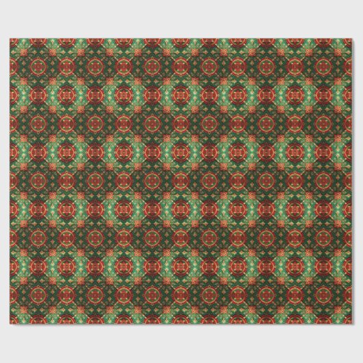 Red Green Decorative Holiday Wrapping Paper Cadeaupapier (Vlak)
