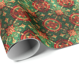 Red Green Decorative Holiday Wrapping Paper Cadeaupapier