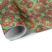 Red Green Decorative Holiday Wrapping Paper Cadeaupapier (Rol Hoek)