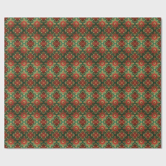 Red Green Decorative Holiday Wrapping Paper Cadeaupapier (Vlak)