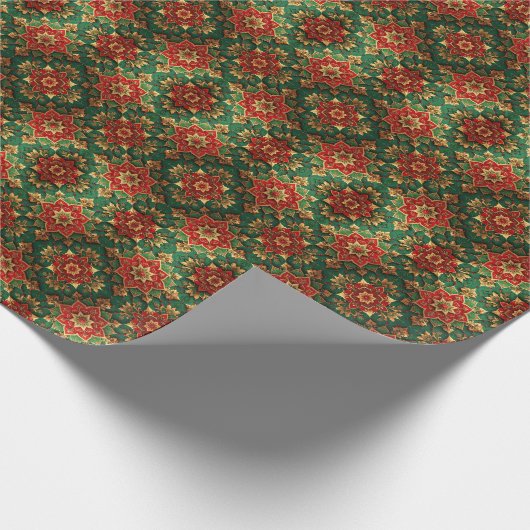 Red Green Decorative Holiday Wrapping Paper Cadeaupapier (Hoek)