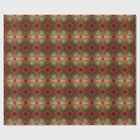 Red Green Decorative Holiday Wrapping Paper Cadeaupapier (Vlak)