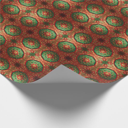 Red Green Decorative Holiday Wrapping Paper Cadeaupapier (Hoek)