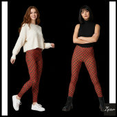 Red Green Diagonal Plaid Circular Distortion Leggings