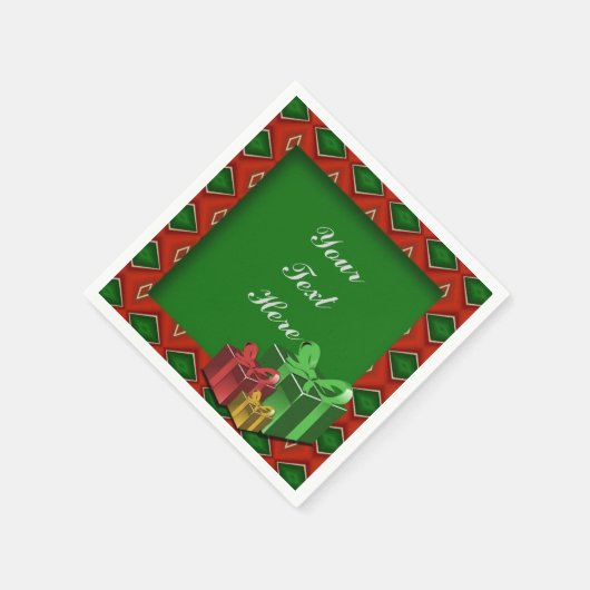 Red & Green Diamond Pattern Kerstmis Napkins Servetten (Hoek)