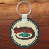  Red Green Dragon Lady Art Nouveau Graphic Sleutelhanger (Voorkant)