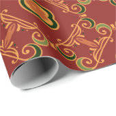 Red Green Elegant Classy  Baroque Pattern Cadeaupapier (Rol Hoek)