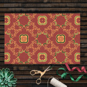Red Green Elegant Classy  Baroque Pattern Tissuepapier