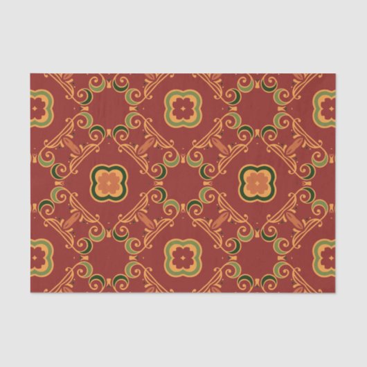 Red Green Elegant Classy  Baroque Pattern Tissuepapier (Voorkant)