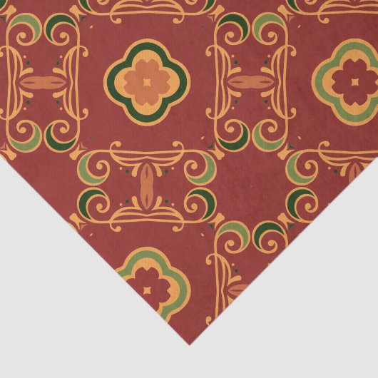 Red Green Elegant Classy  Baroque Pattern Tissuepapier (Detail)