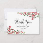Red Green Elegant Floral Wedding Couple Bedankkaart (Voorkant)