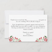 Red Green Elegant Floral Wedding Couple Bedankkaart (Achterkant)