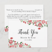 Red Green Elegant Floral Wedding Couple Bedankkaart (Voorkant / Achterkant)
