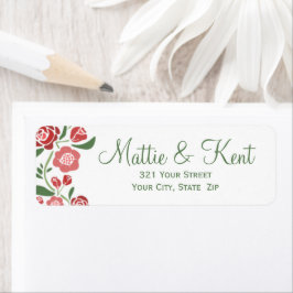 Red Green Elegant Wedding December - adres terugze Etiket