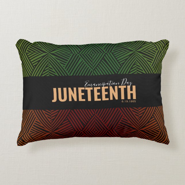 Red Green Emancipation Day June 19 JUNETEENTH Accent Kussen (Voorkant)
