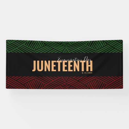 Red Green Emancipation Day June 19 JUNETEENTH Spandoek (Horizontaal)