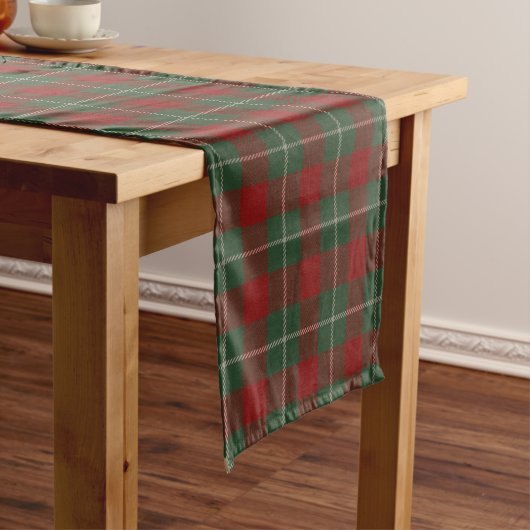 Red Green en beige Tartan Patroon Korte Tafelloper (Voorbeeld)